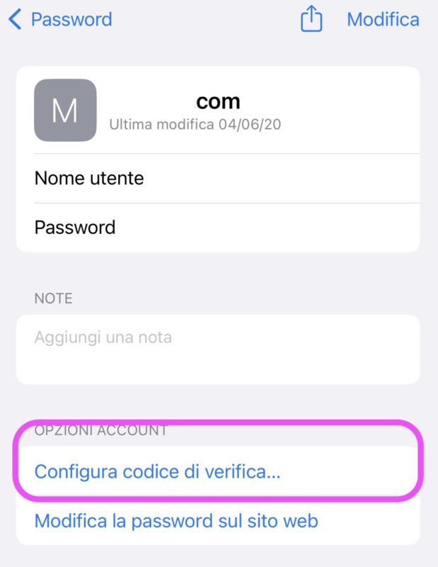 generare codici autenticazione a due fattori ios