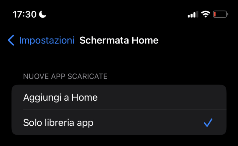 iphone impostazioni app schermata home