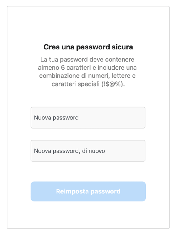 recuperare password instagram nuova password
