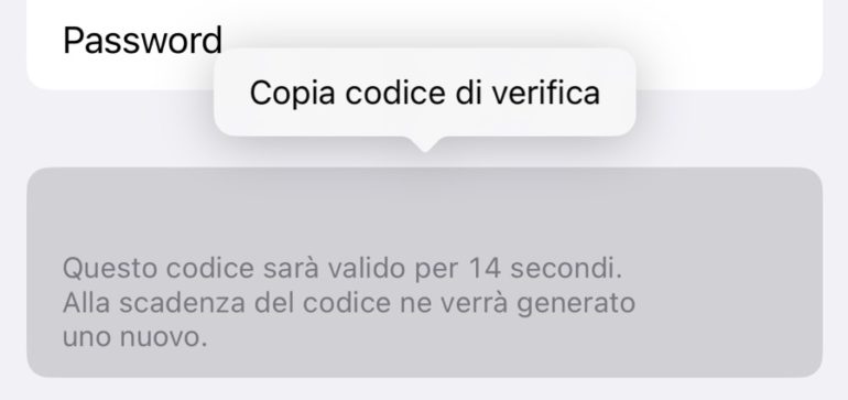 uso generatore codici autenticazione a due fattori ios