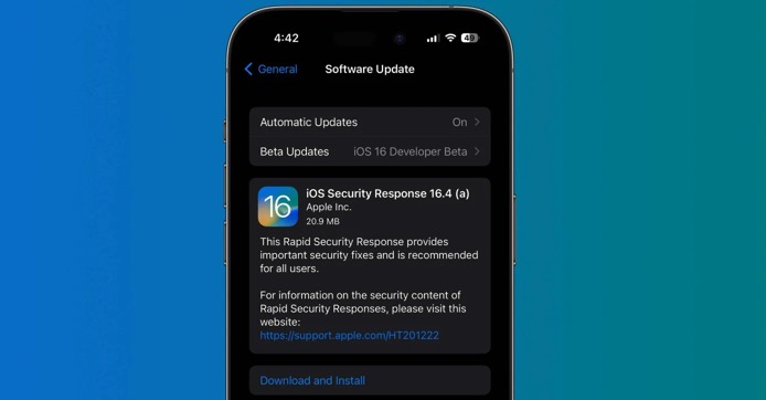 Rapid Security Response ios 16.4