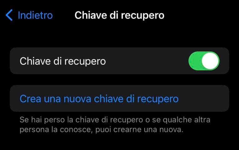 chiave di recupero
