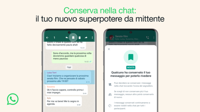 WhatsApp lancia una nuova funzione per conservare  i messaggi effimeri