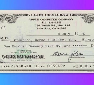 Asta record per un assegno della Apple Computer Company firmato da Steve Jobs