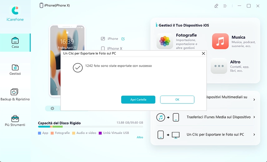 come trasferire foto e video da iPhone a PC con iCareFone