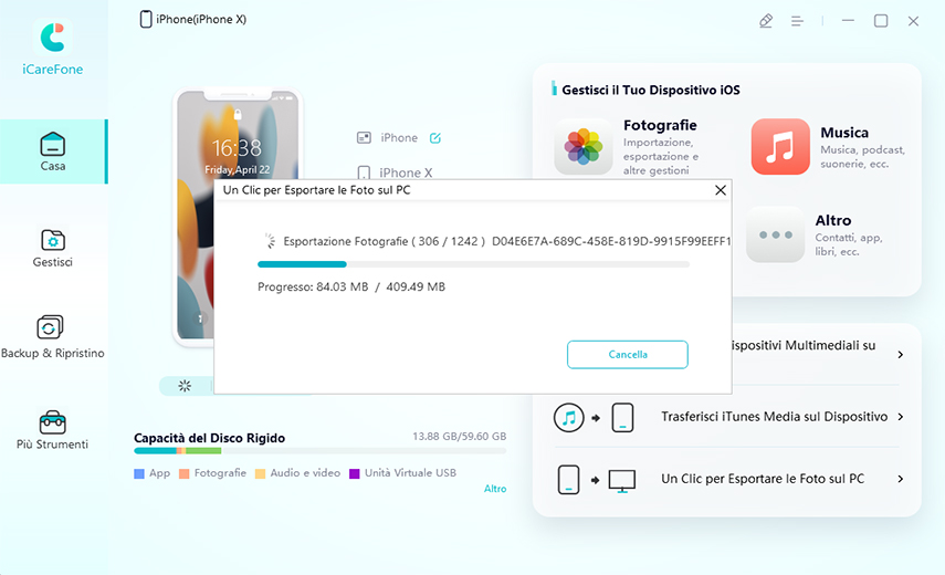 come trasferire foto e video da iPhone a PC con iCareFone
