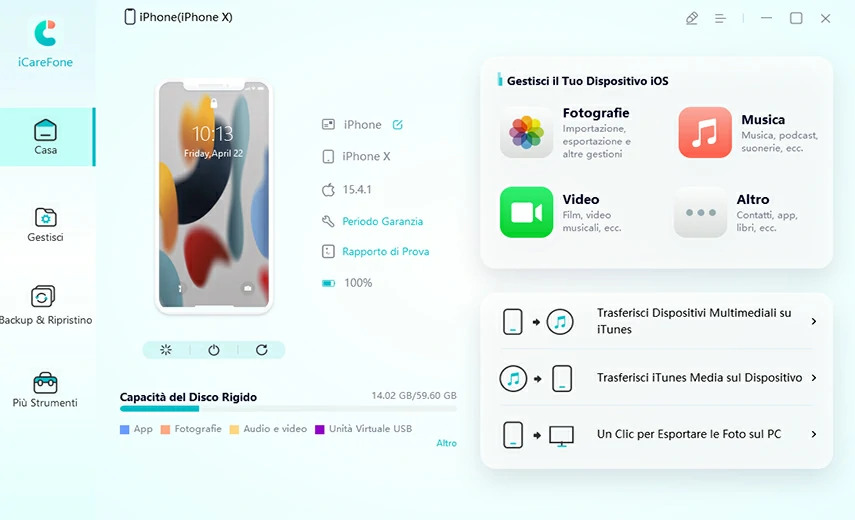 come trasferire foto e video da iPhone a PC con iCareFone