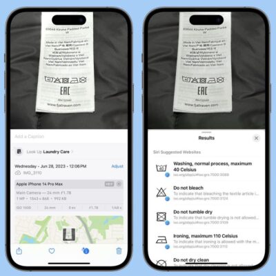 iOS 17 riconosce anche i simboli del bucato