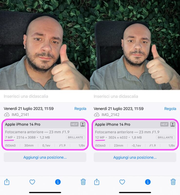 12 megapixel selfie iphone risoluzione