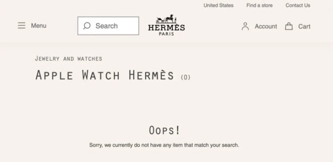 Hermès rimuove tutti gli Apple Watch e i cinturini dal suo sito Web