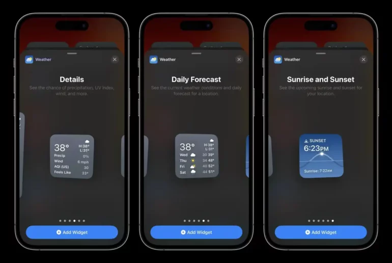 widget meteo ios 17.2