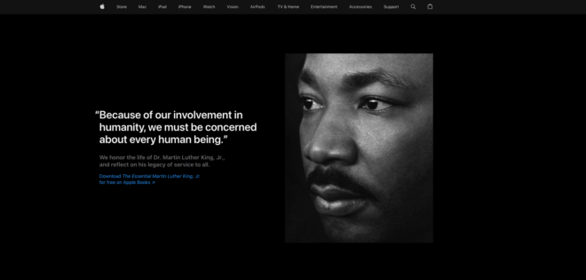 Apple omaggia Martin Luther King Jr sulla homepage del sito