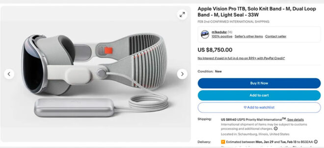 Vision Pro è già su eBay a 10.000 $, in meno di un’ora