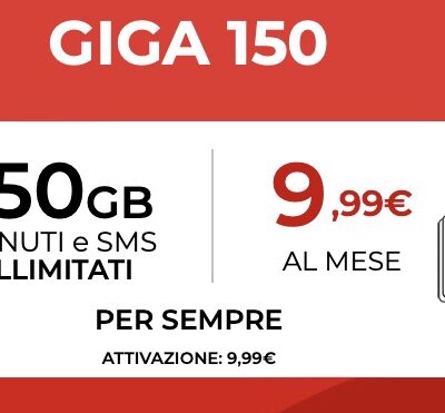 Con iliad 150 hai minuti illimitati, SMS illimitati e 150 GIGA al mese