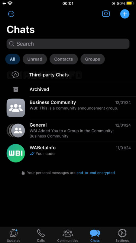whatsapp chat terze parti