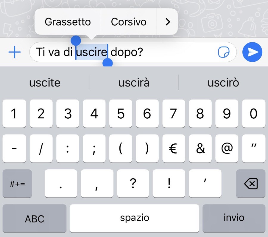 Grassetto WhatsApp, scritte particolari