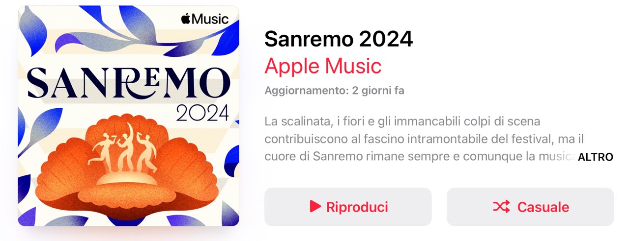 Sanremo 2024 Playlist Apple Music