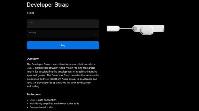 Apple lancia la Developer Strap per Vision Pro