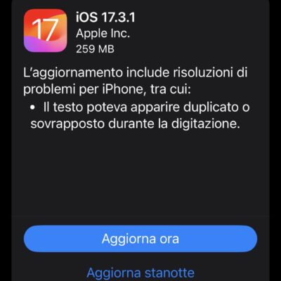 Apple rilascia iOS 17.3.1, iPadOS 17.3.1, watchOS 10.3.1 e macOS Sonoma 14.3.1