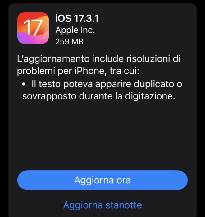 Apple rilascia iOS 17.3.1, iPadOS 17.3.1, watchOS 10.3.1 e macOS Sonoma 14.3.1