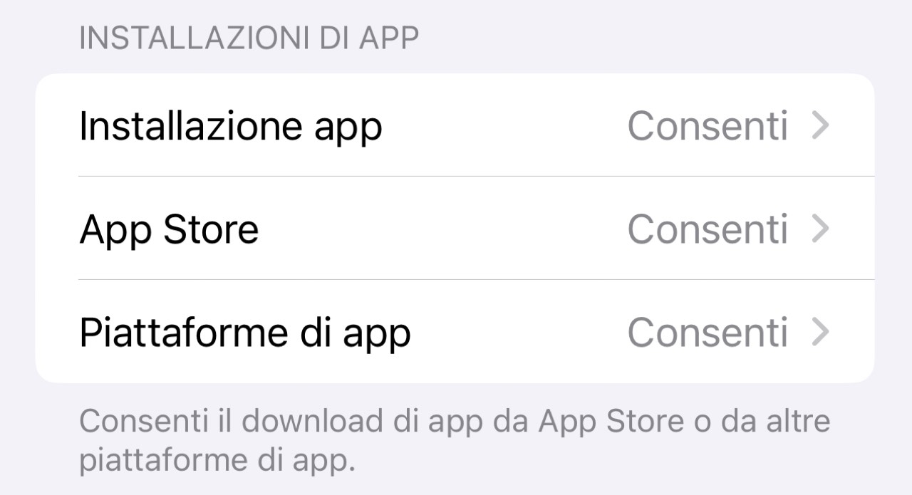 Bloccare installazione app store alternativi iOS 17.4