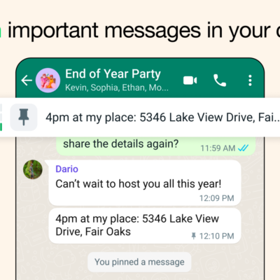 WhatsApp consente di fissare più messaggi in una chat