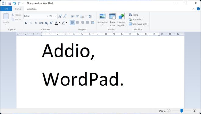 WordPad chiuso definitivamente, l’addio allo storico editor testuale di Microsoft