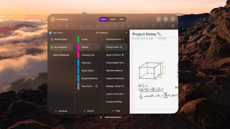 onenote vision pro