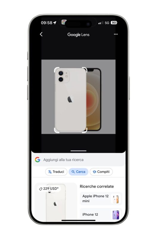 Scorciatoia Google Lens iPhone