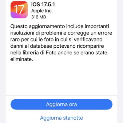 Apple rilascia iOS 17.5.1 e iPadOS 17.5.1 per iPhone e iPad