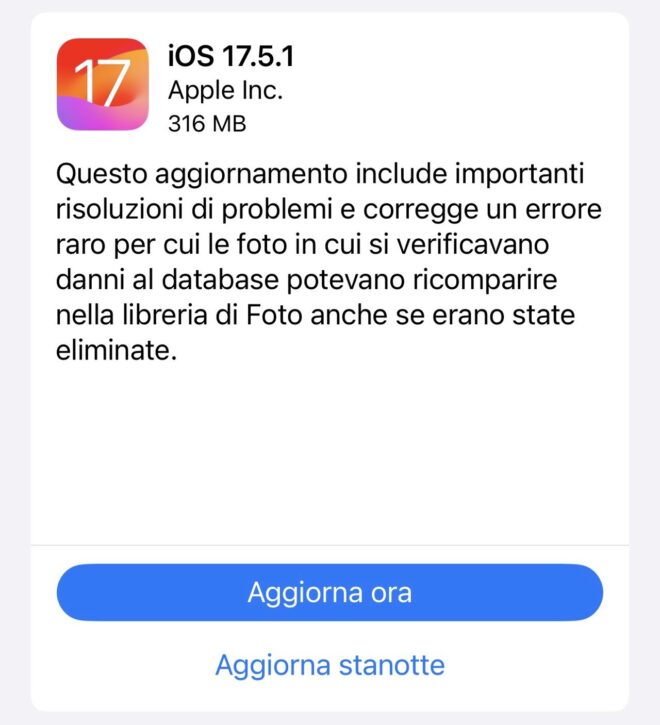 Apple rilascia iOS 17.5.1 e iPadOS 17.5.1 per iPhone e iPad