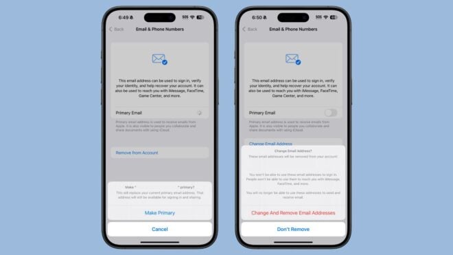 iOS 18.1 introduce l’opzione per cambiare e impostare l’email principale di un Apple ID