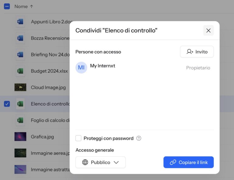 Internxt Condivisione File