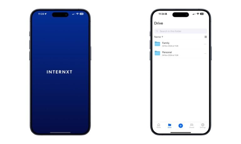 Internxt su iPhone, cloud storage