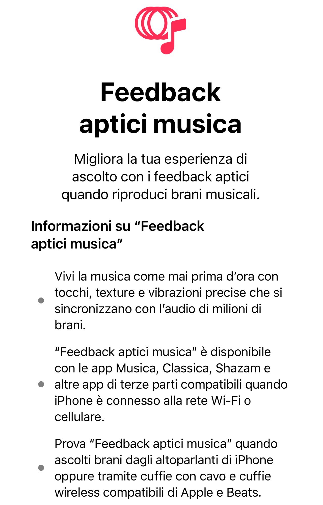 Feedback aptici musica