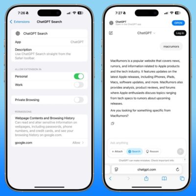 ChatGPT diventa il motore di ricerca predefinito su Safari con una nuova estensione