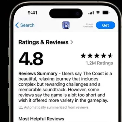 Apple introduce i riassunti AI delle recensioni su App Store con iOS 18.4