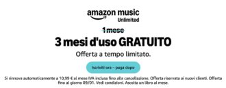 Amazon Music Unlimited gratis per 3 mesi – Black Friday 2025