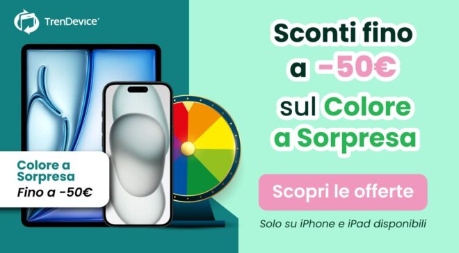 Fino a -50€ su iPhone e iPad Ricondizionati con il Colore a Sorpresa: su TrenDevice solo per pochi giorni