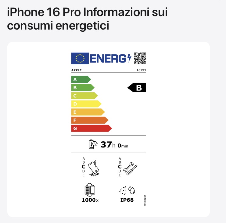 iphone etichetta energeica
