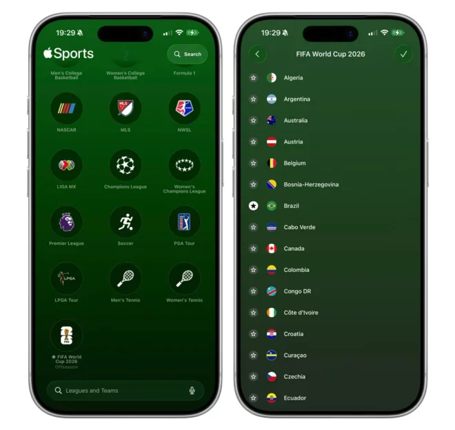 Apple Sports si aggiorna per i Mondiali 2026