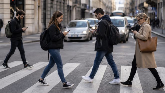 Smartphone vietato anche ai pedoni? In arrivo multe per chi attraversa guardando il telefono