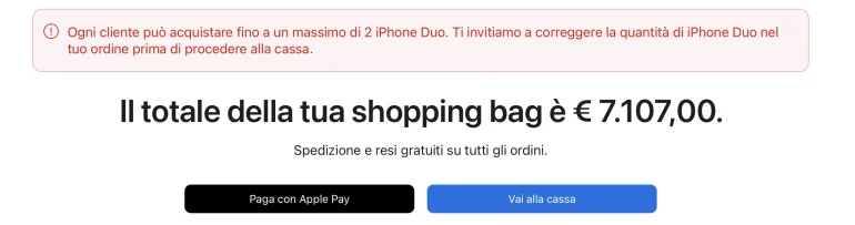 limite acquisto iphone duo